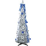 Umjetno božićno drvce s 100 LED svjetlima Bijelo 150 cm PVC | shoptok.hr