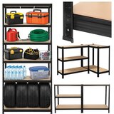 Bigstren metalni regal s 5 polica 220 x 100 x 45 cm, nosivost 1000 kg, crni | shoptok.hr