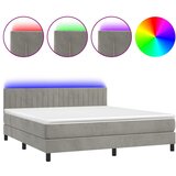vidaXL Box spring postelja z vzmetnico LED svetlo siva 180x200cm žamet, (20790885) Cene