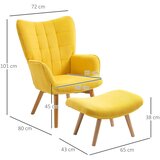  Namjenska fotelja s podnožjem naslonjač s izgledom korduroja fotelja s drvenim nogama za dnevni boravak žuta | shoptok.hr