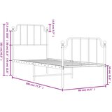Metalni okvir kreveta s uzglavljem i podnožjem bijeli 75x190 cm | shoptok.hr