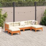  6-dijelni set vrtnih sofa s jastucima voštano smeđi od borovine | shoptok.hr