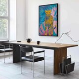  Slika - Exotic Leopard - Colorful Portrait of a Cheetah Against Tropical Leaves 40x60 U crnom drvenom okviru | shoptok.hr