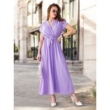 Resti Women's midi dress with a wrap neckline, short sleeves, and a belt | shoptok.hr