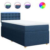 vidaXL Box spring postelja z vzmetnico modra 90x190 cm blago, (21291794) | Shoptok.si