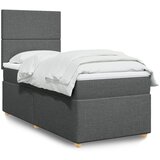 vidaXL Box spring postelja z vzmetnico temno siva 90x190 cm blago | Shoptok.si