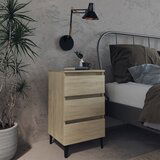 vidaXL Nočna omarica s kovinskimi nogami sonoma hrast 40x35x69 cm Cene