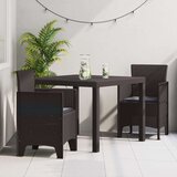 vrtna jedilna garnitura set 3 rjava plastični rattan trda, (22067824) | Shoptok.si