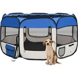 vidaXL Zložljiva pasja ograjica s torbo modra 125x125x61 cm | Shoptok.si