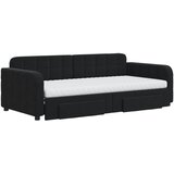  Dnevni krevet na razvlačenje s ladicama crni 90 x 190 cm baršun | shoptok.hr