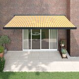 vidaXL Zložljiva tenda rumena in bela 4,5x3 m blago in aluminij Cene