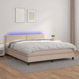  Krevet box spring madrac LED cappuccino 180x200cm umjetna koža Cijene