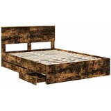  Krevetna konstrukcija s ladicama Dimljeni hrast 135 x 190 cm Smeđa 200 x 138 x 90 cm | Shoptok.si