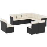  The Living Store Vrtna sedežna garnitura 11-delna z blazinami črn poli ratan - Vrtna Sedežna Garniture, (21452442) | Shoptok.si