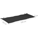  Jastuk za vrtnu klupu crni 120 x 50 x 3 cm od tkanine Oxford | shoptok.hr