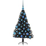 vidaXL Umjetna preddekorirana božićna jelka Črna 120 cm PVC | Shoptok.si