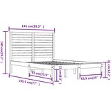  Okvir za krevet od masivnog drva 135 x 190 cm bračni | shoptok.hr