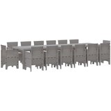 vidaXL 15-delna vrtna jedilna garnitura z blazinami Svetlo siva Poli ratan | Shoptok.si