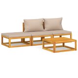 The Living Store Vrtna sedežna garnitura 4-delna s taupe blazinami trden les - Vrtna Sedežna Garnitura, (21421889) | Shoptok.si