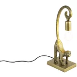 QAZQA Vintage namizna svetilka medenina - Monkey Hale