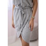 Kesi Tied dress with a clutch bottom in gray color | shoptok.hr