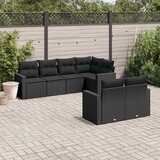 Maison Chic Seti vrtnega pohištva - Vrtna garnitura - Vrtni pohištvo set 7-delna z blazinami črn poli ratan, (21802057) | Shoptok.si