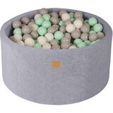 MeowBaby Bazen z žogicami, 90x40 cm s 300 žogicami, žamet, svetlo siva: bela/siva/mint, (21295018) | Shoptok.si