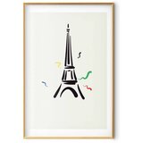  Plakat - Black Illustration of the Eiffel Tower on a Light Background 29.7x42 Zlatni okvir s margom | shoptok.hr