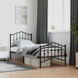 vidaXL Kovinski posteljni okvir z vzglavjem in vznožjem črn 90x200 cm | Shoptok.si