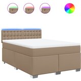 vidaXL Krevet s oprugama i madrac cappuccino 160x200cm od umjetne kože - Boja cappuccina 160 x 200 cm gumbi | shoptok.hr