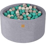 MeowBaby Bazen z žogicami, 90x40 cm s 300 žogicami, žamet, svetlo siva: bela/siva/turkizna, (21295138) | Shoptok.si