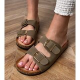 Gemre Green flip-flops with buckles on a cork sole Cloud | Shoptok.si