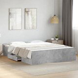 Maison Chic Posteljni okvir - Dvoposteljna postelja - Zakonska postelja s predali betonsko siv 150x200cm inženirski les, (21693978) | Shoptok.si