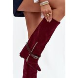 Boto Women's Slip-On Boots with Block Heel and Decorative Strap Bordeaux Jolivine Cijene