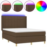  Krevet box spring s madracem LED tamnosmeđi 140x200 cm tkanina | shoptok.hr