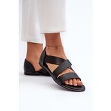EVENTO PE1 Black Leather Sandals with Drawstring Apulia | shoptok.hr
