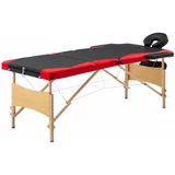 vidaXL Sklopivi masažni stol s 3 zone drveni crno-crveni
