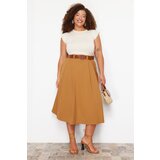 Trendyol Curve Camel Woven Plus Size Skirt | shoptok.hr
