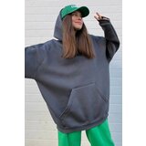 Madmext Smoked Hooded Rayon Oversized Sweatshirt Cene