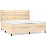  Krevet s oprugama i madracem krem 200 x 200 cm od tkanine | shoptok.hr
