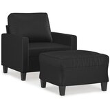  The Living Store Fotelj s stolčkom za noge črn 60 cm umetno usnje - Kavč S Stolčkom Za Noge, (21454332) | Shoptok.si