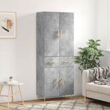 vidaXL Visoka komoda betonsko siva 69,5x34x180 cm inženirski les | Shoptok.si
