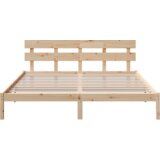 vidaXL Posteljni okvir z naslonjalom 200x200 cm Trden borov les | Shoptok.si