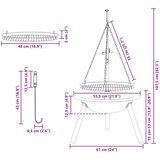  Ogmjelo s prilagodljivom rešetkom za roštilj ⌀55,5 x 107,5 cm | shoptok.hr