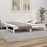 vidaXL Izvlečna dnevna postelja bela 2x(100x200) cm trdna borovina | Shoptok.si
