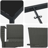  Vrtni set za objed s jastukom 3 pcs Crna Poli ratan | shoptok.hr