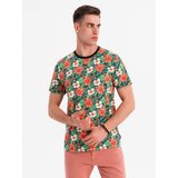 Ombre Men's full print floral pattern cotton t-shirt - black | Shoptok.si