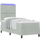 vidaXL Box Spring Krevet s Madracem i LED Svjetlom Svijetlosiva 80x200 cm Baršun | shoptok.hr