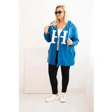 Kesi Women's Plus Size cotton hoodie with a large letter H cobalt blue | shoptok.hr