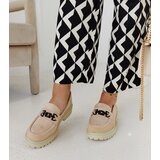 Gemre Beige suede loafers with a buckle on a thick sole Lyle | shoptok.hr